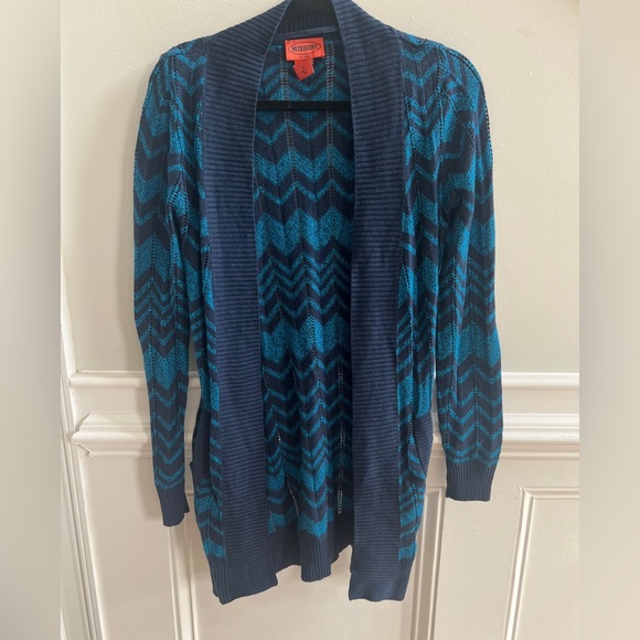 Missoni for Target Sweaters - Missoni for Target Blue Zigzag Knit Cardigan Size